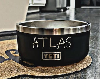 Personalized Boomer Dog Bowl, Custom Engraved Pet Name Food or Water Dish, Choose Size 4 or 8