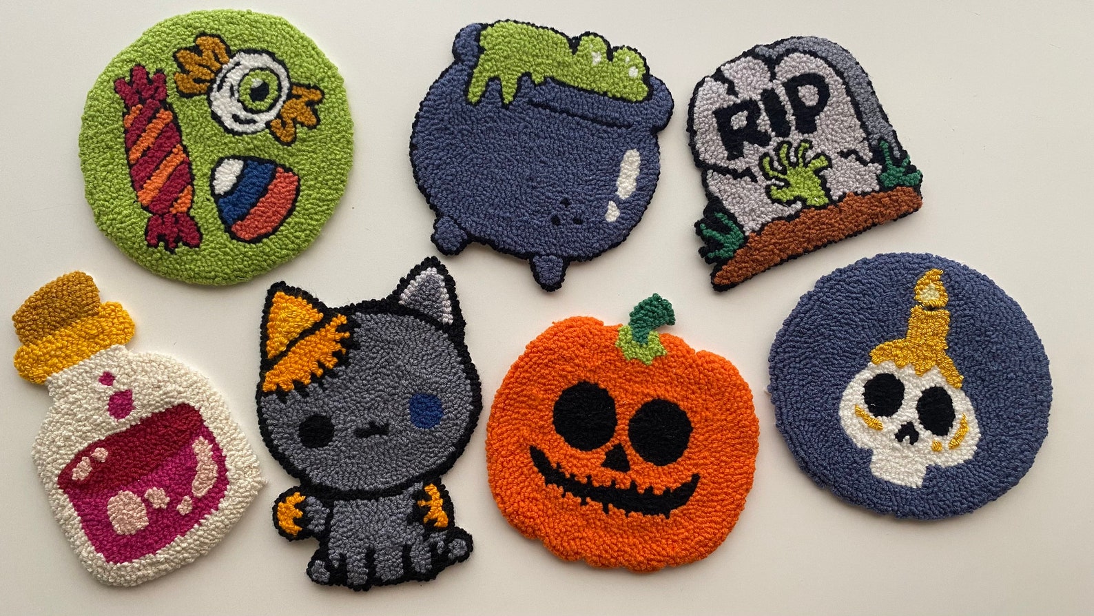 Kit Broderie Punch Needle Halloween JSRQT – Motif Citrouille, Pour Débutants, Tout Inclus (Toile, Fil, Aiguille, Cadre)