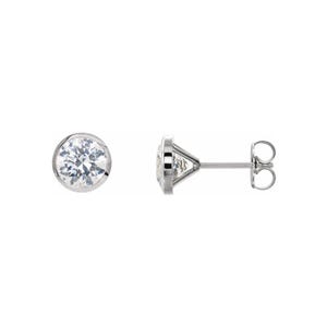 1 CTW Diamond Cocktail Stud Earrings - 14K Gold - Bezel Setting - Natural or Lab-grown Diamonds