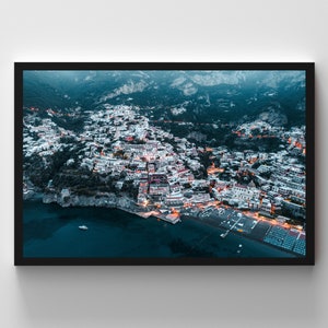 Positano, Italy Amalfi Coast Hanging Art Print City Street Art Print Painting - Italian Europe Charming Travel Artwork Wall Decor