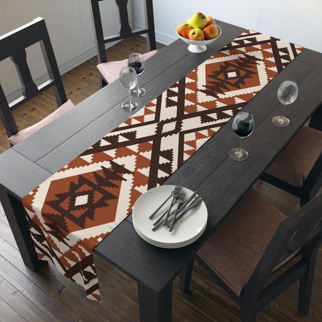 Brown Aztec Table Runner - Etsy
