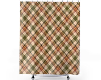 Autumn Plaid, Polyester Shower Curtain