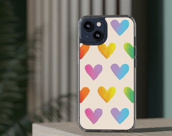 Rainbow Hearts, Phone Case, Multiple Sizes Available
