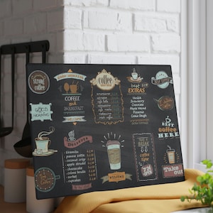 Coffee Menu, Glass Cutting Board