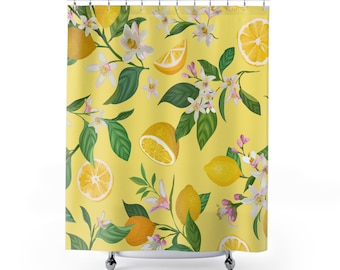 Lemon, Polyester Shower Curtain