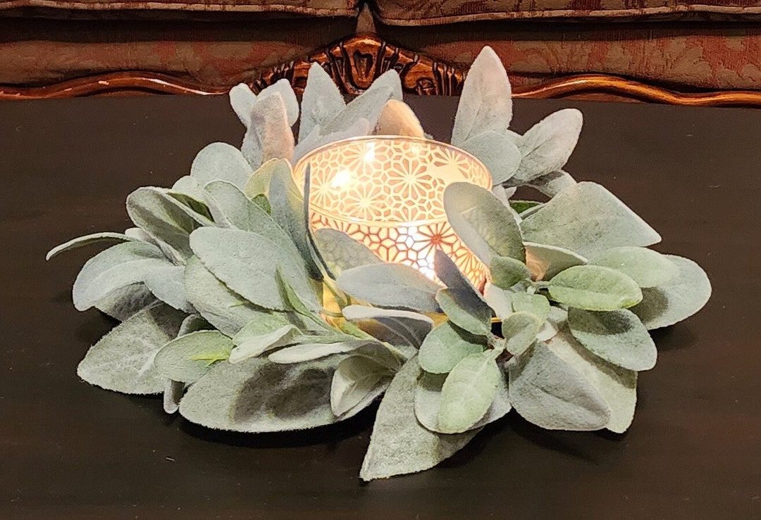 Lambs Ear Wreath, Mini Wreath With Lambs Ear, Lambs Ear Candle Ring
