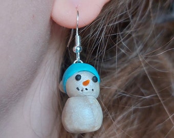 Snowmen Earrings, Clay Winter Earrings, Winter Earrings, Dangle Earrings, Stud Earrings, Clip-on Earrings, Christmas Earrings, Snow Earrings