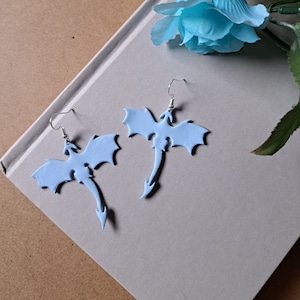 Flying Dragon Earrings, Fantasy bookish earrings, Simple Dragon Earrings