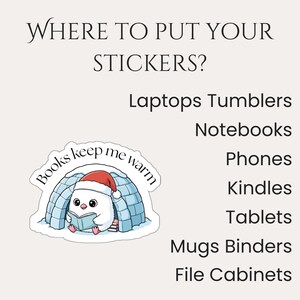 Cozy Winter Reading Capybara Waterproof Sticker Funny Sports and Books Vinyl Decal image 5