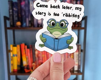Cartoon Frog Reading Book Sticker Pun Gift for Book Lovers