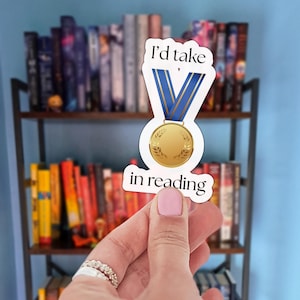 I'd Take Gold in Reading Sticker Funny Olympic Reader Decal Book Lover Gift