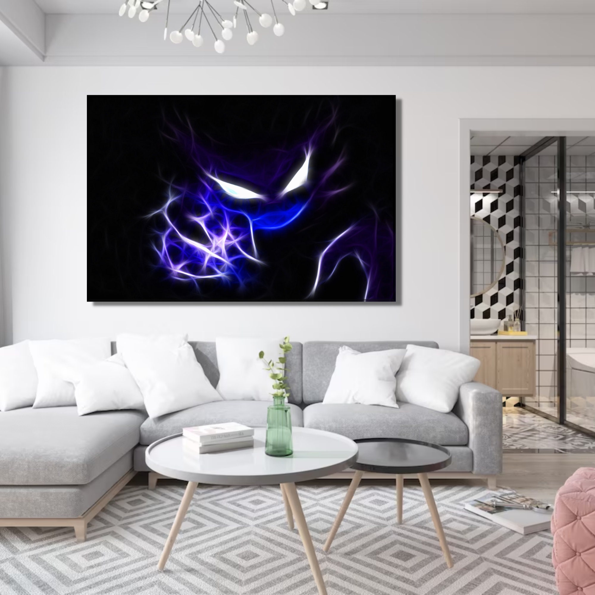 Haunter Pokémon Canvas Art Spooky Ghost Pokemon Outline Etsy