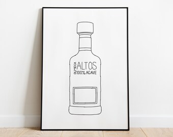 Olmeca Altos Tequila alcohol illustration poster