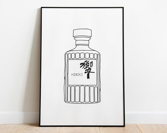 Hibiki Blended Japanese Whisky alcohol illustration poster
