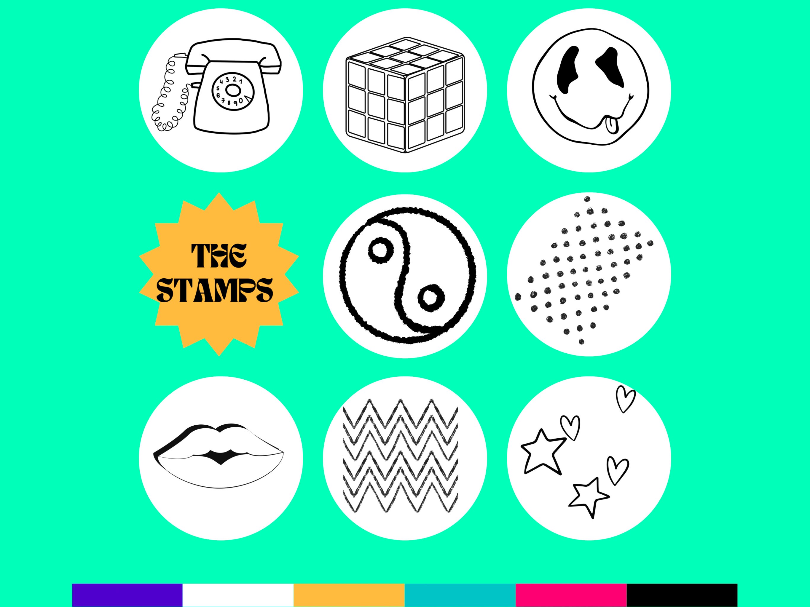 90s Procreate Brushes Stamp Set Shadow Brushes Neon Brush 90s Doodles
