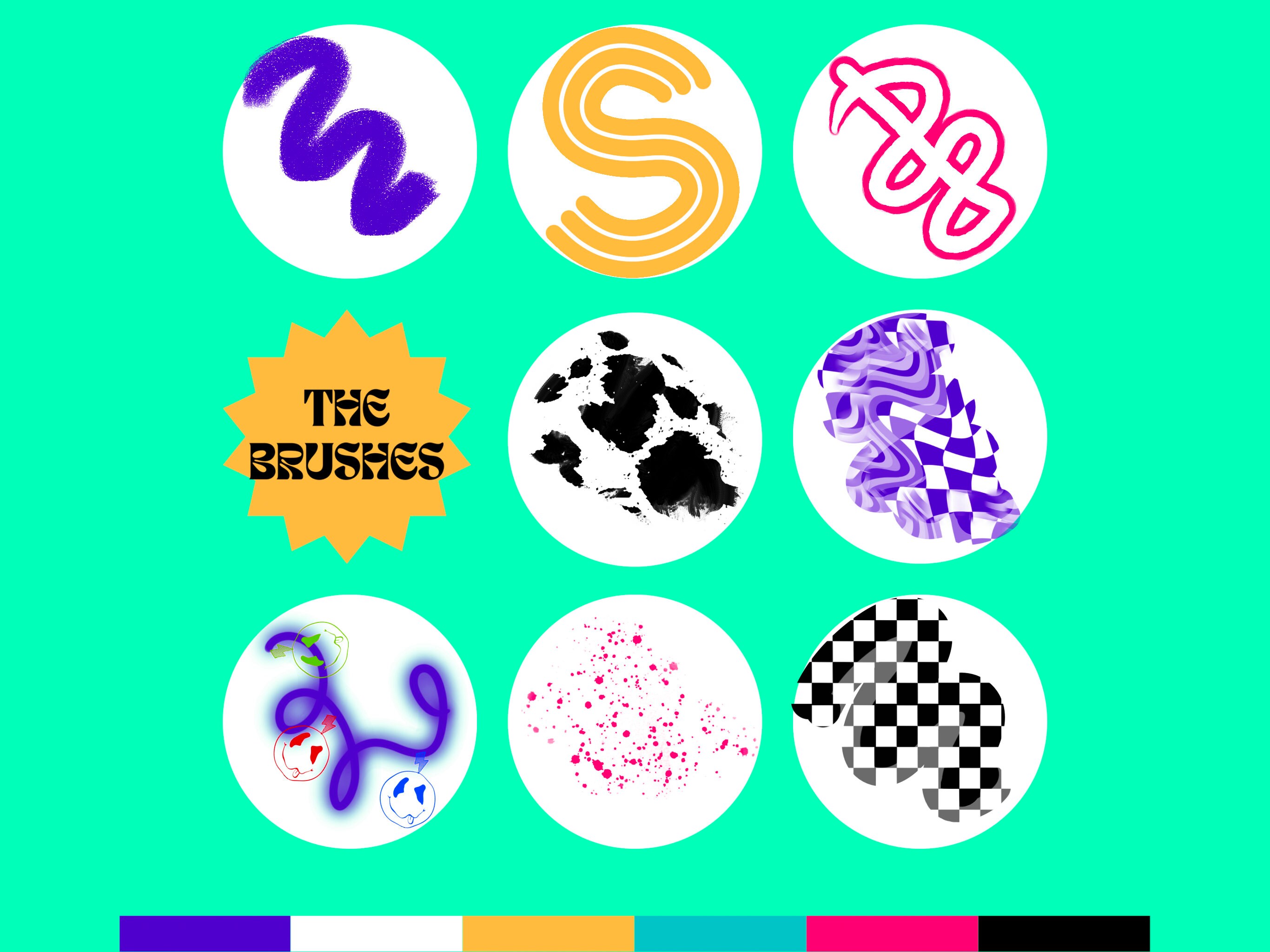 90s Procreate Brushes Stamp Set Shadow Brushes Neon Brush 90s Doodles