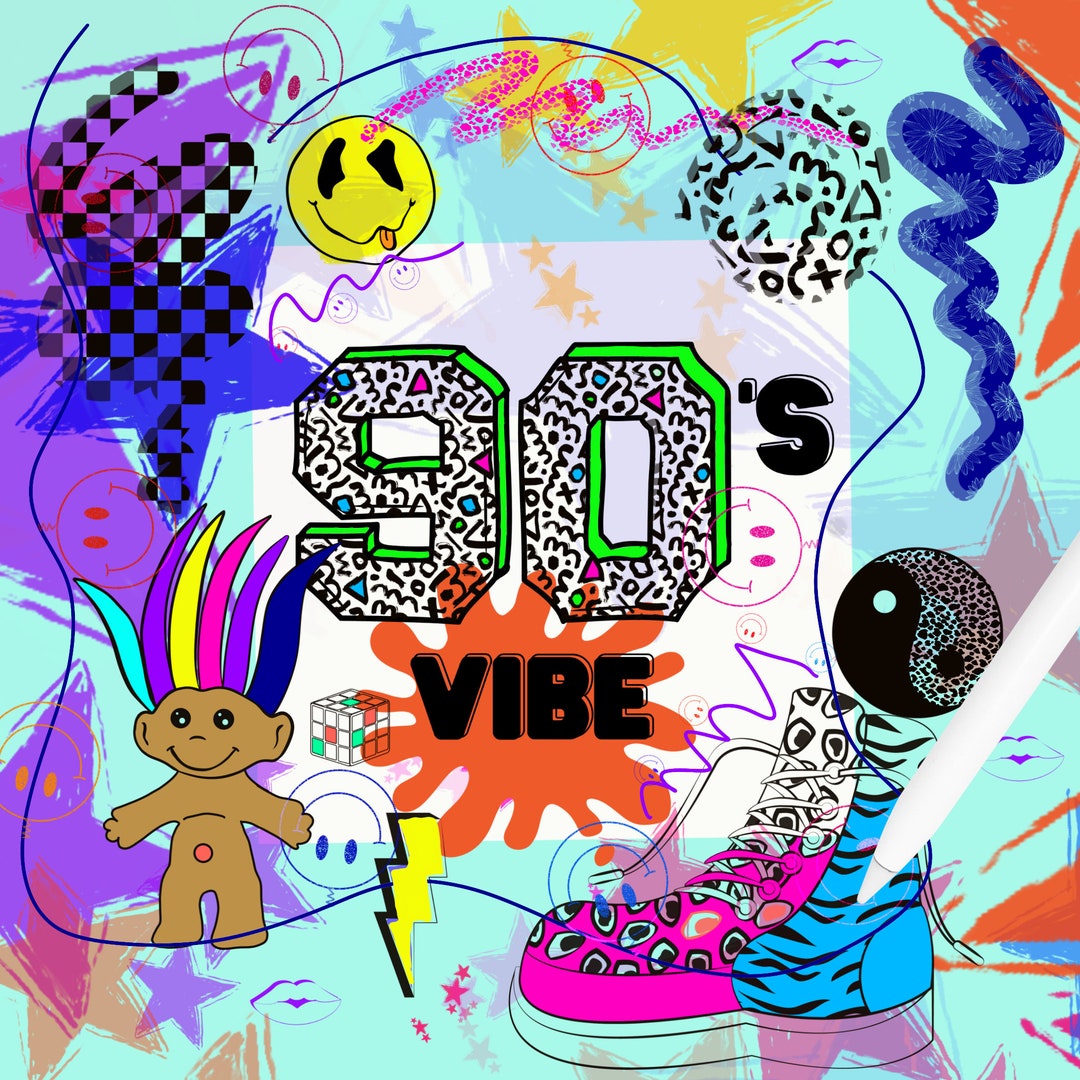 90s Procreate Brushes Stamp Set Shadow Brushes Neon Brush 90s Doodles