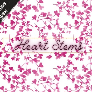 Procreate Seamless Brush Heart Stems | Seamless Pattern in Procreate | Heart Branches | Valentines | Heart repeat brush