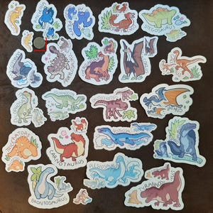Cute Dinosaur Stickers - Clear Laminated Vinyl Singles, or Unlaminated Vinyl Sheet Set of 3 image 7