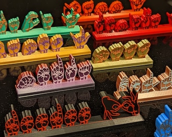 Personalized 3D Printed Desk Name Plate American Sign Langage (ASL)