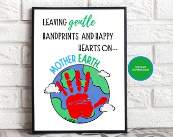 Earth Day Handprint Art, Earth Day Activity, Earth Day Handprint Craft, Kids Spring Activity, Arbor Day Handprint Craft, Preschool Activity