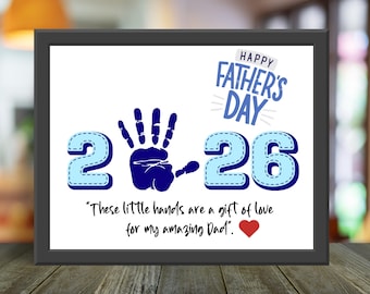 Fathers Day Handprint Craft 2026, Happy Fathers Day Handprint Art, Preschool Kindergarten Handprint Poem, New Dad gift, Handprint Template