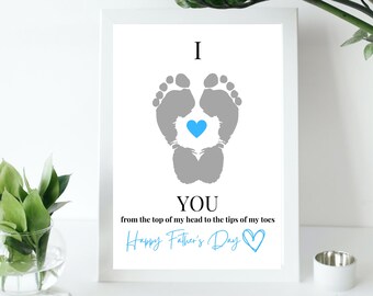 Fathers Day Footprint Art perfect for a first time Dad gift and for classroom printable Fathers Day crafts for preschools and daycare - PDF