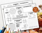 Thanksgiving Placemat Printable, Thanksgiving Activity Placemat, Paper Placemats, Thanksgiving coloring placemats for kids, Classroom Craft