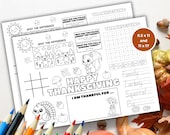 Thanksgiving Placemat Printable, Thanksgiving Activity Placemat, Paper Placemats, Thanksgiving coloring placemats for kids, Classroom Craft
