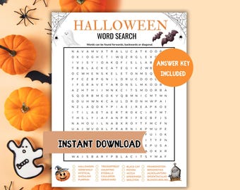 Printable Halloween Word Search for Adults & Teens | Spooky Word Find Game | Fun Party Activity | Halloween Puzzle | Instant Download