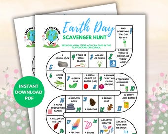 Earth Day Scavenger Hunt Printable | Playground Treasure Hunt | Kids Spring Activity | Reduce Reuse Recycle | Classroom and Homeschool Fun