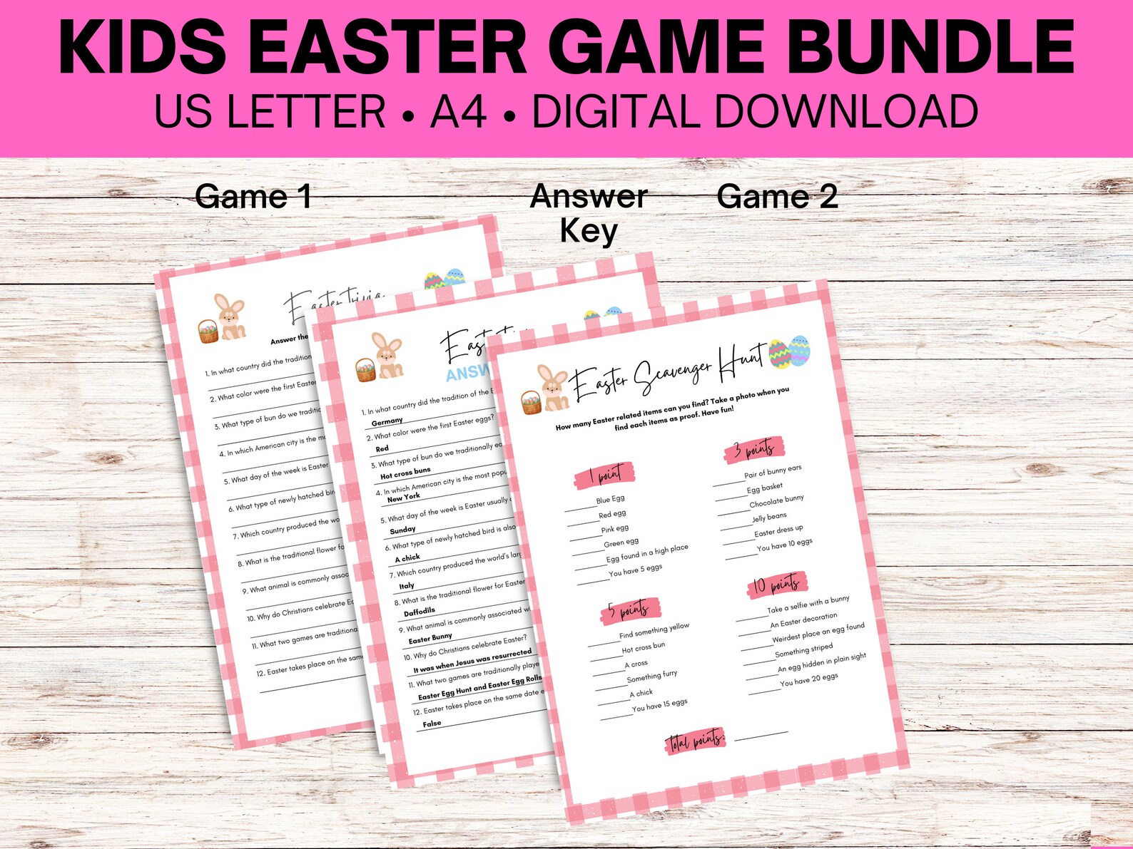 Easter Games Printable Bundle Pack for Family Fun, Easter Printable ...