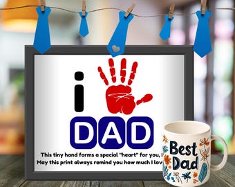 Father's Day Handprint Art Printable, 2025 Fathers Day Handprint Template, First Fathers Day Handprint Craft, Gift from Baby, New Dad Gift