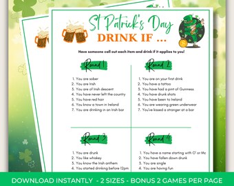 St Patricks Drink if Bar Crawl Printable Game, St Paddy's Adults Game, Printable game for office, celebrating St Pats Day - PDF Printable