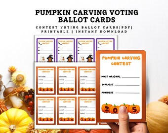 Halloween Pumpkin Carving voting cards, Halloween printable for kids, Halloween pumpkin ballot cards for pumpkin competition - PDF Printable
