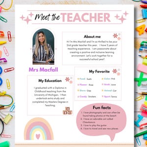 Meet the Teacher Template All About Me Brochure Boho Classroom Decor