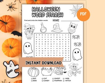 Printable Halloween Word search for kids, Preschool coloring page Halloween puzzle, Halloween printable games, Classroom activity for school