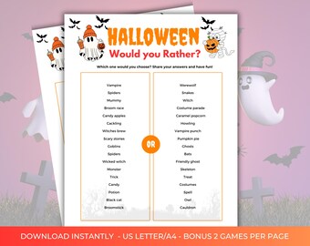 Halloween Would You Rather, This or That, Printable Halloween Game for Kids, Teens and Adults, Halloween Activity, Office Party Game - PDF