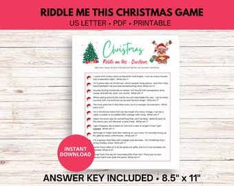 Christmas Riddle me This, Christmas Trivia Game, game for kids, Family Christmas and Christmas games for Seniors - PDF Printable”