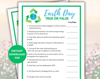 Earth Day True or False Printable Game | Fact or Fiction Activity | Kids Spring Activity | Reduce Reuse Recycle | Classroom and Homeschool