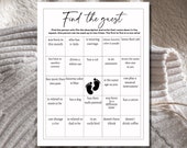 Find the guest bingo, baby shower bingo, Find the guest, baby shower games, baby shower bingo cards, baby bingo, guess the guest, bingo card