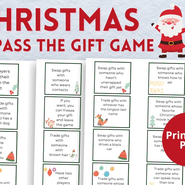 Pass the gift game | gift exchange game | white elephant game | gift swap game