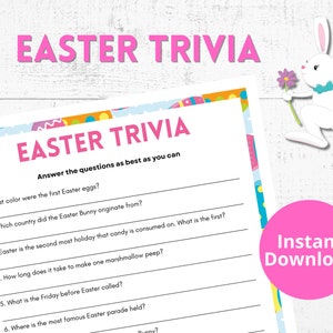 Easter Trivia Game, Easter Trivia, Trivia Game for Easter Sunday, Easter fun for adults and Kids