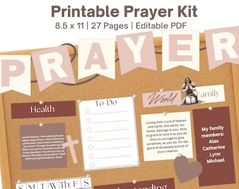 Prayer Board, Editable Prayer Board Kit, Prayer Board Printable, Prayer list, Answered Prayers, Editable Printable
