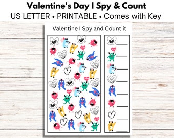 I Spy Printable Valentine's Day activity for kids, Valentine's Day Party Games, Valentine printable party game, Valentine's Day party
