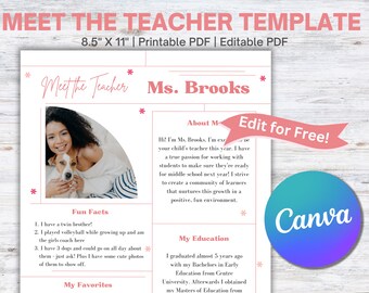Meet the Teacher Template | Editable Meet the Teacher Template | All about Me | All about the Teacher | Editable Template | Back to School