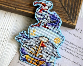 Sea gnome cross stitch pattern, Small cross stitch, Summer cross stitch, Baby cross stitch, Funny cross stitch, Digital download PDF
