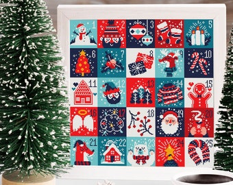 Christmas cross stitch pattern pdf, Advent calendar, Merry Christmas sampler, Christmas embroidery, Christmas ornaments, Simple cross stitch