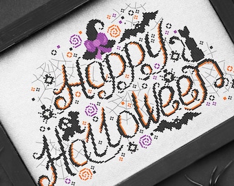 Halloween Kreuzstich Muster, Halloween Kreuzstich Muster, Herbst Kreuzstich, Hexen Kreuzstich, Gespenster Kreuzstich, Fledermaus Kreuzstich, Digital PDF