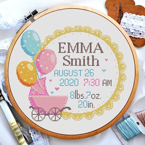 Needlepoint Birth Announcement Etsy